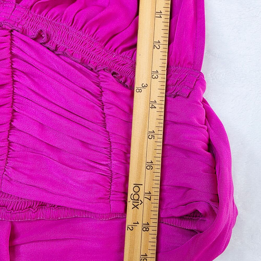 New Free People Crop Top Medium Satin Purple Ruched Tie Back Boho Y2K Festival - Picture 15 of 16